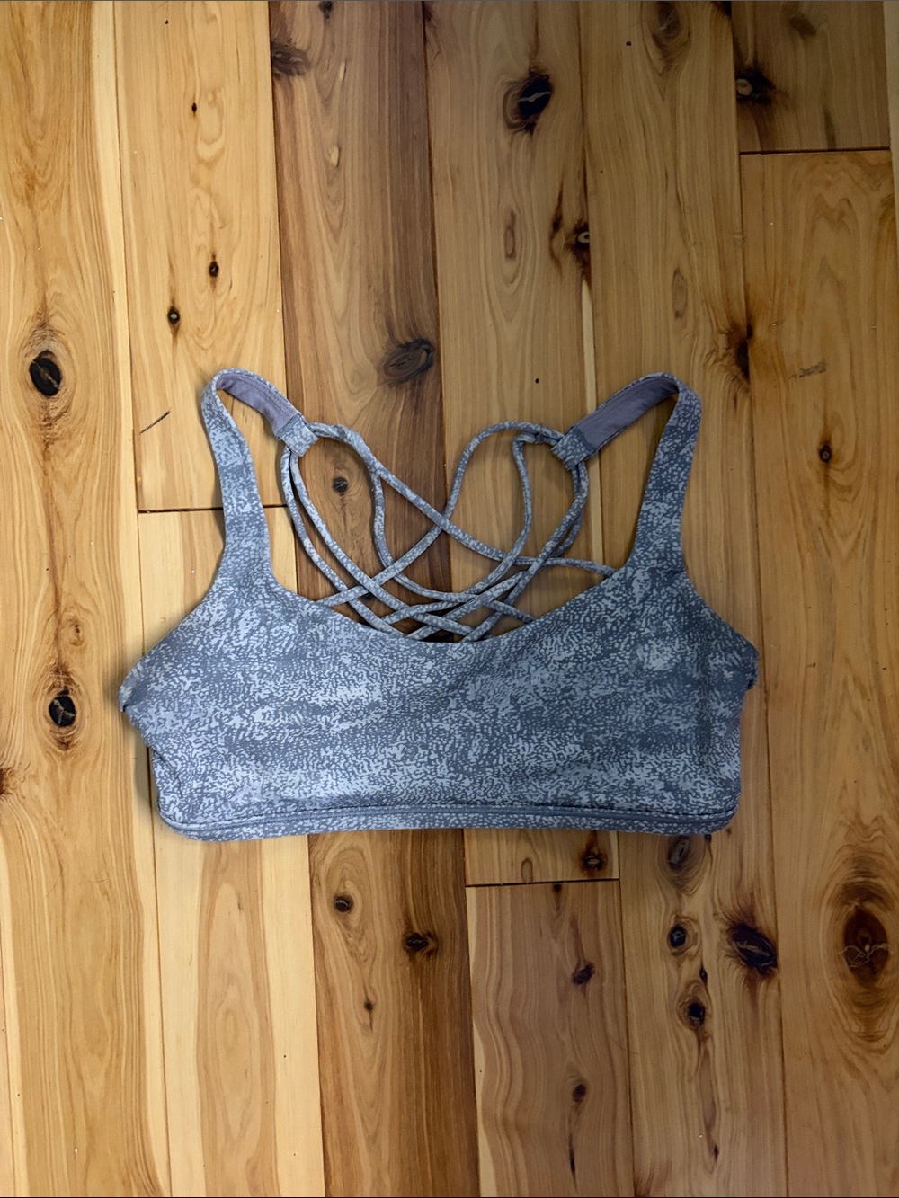 lululemon Heathered Grey Strappy Back Sports Bra size 7